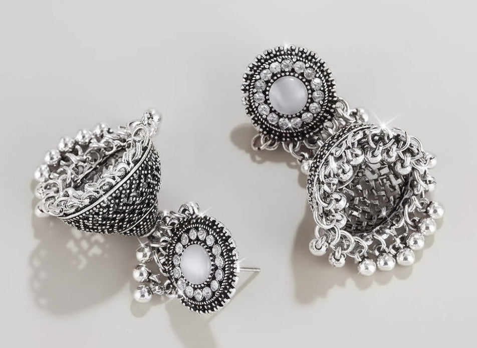 Aarohi Oxidised Jhumka Earrings