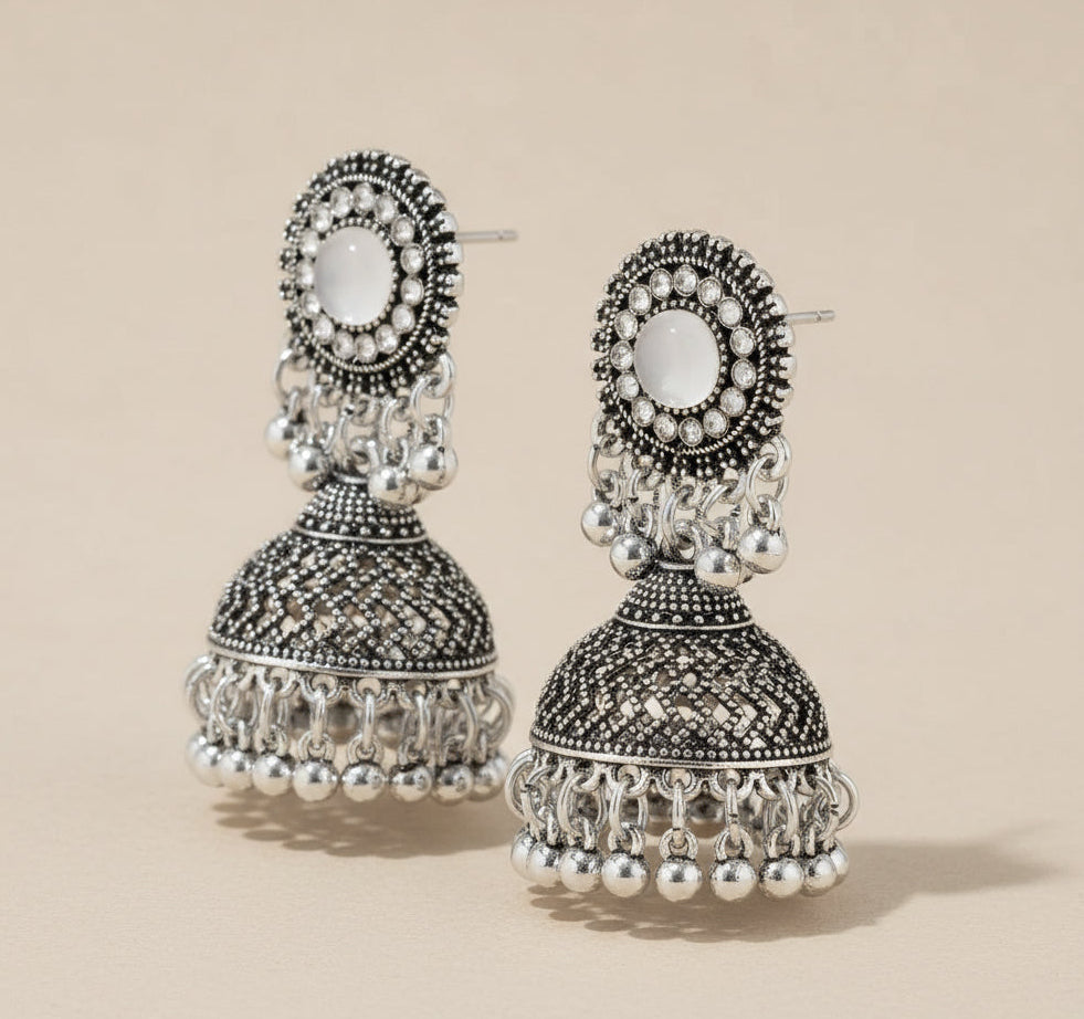 Aarohi Oxidised Jhumka Earrings