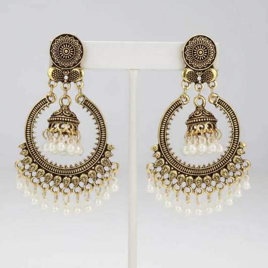 Chandrika Pearl Medallion Chandbali Earrings