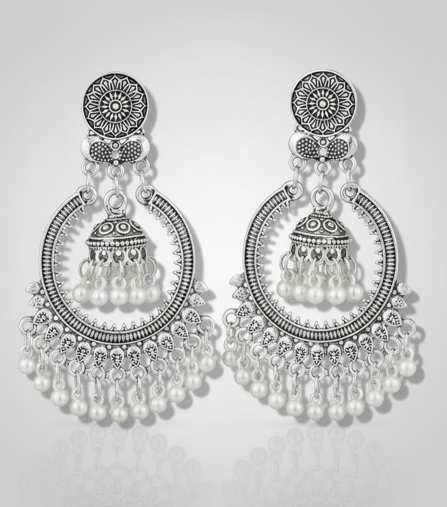 Chandrika Pearl Medallion Chandbali Earrings