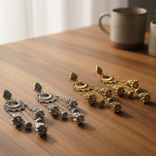 Aaral Ghungroo Tassel Jhumka Earrings