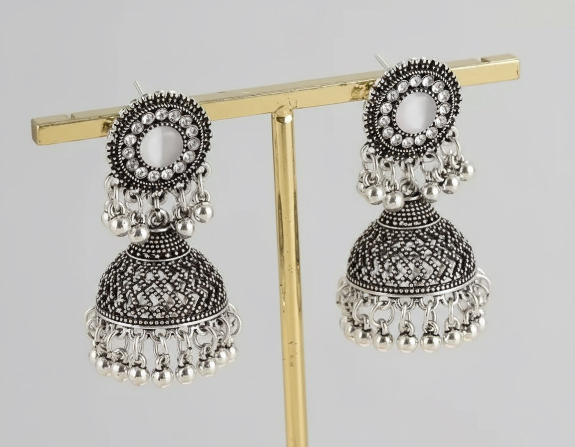 Aarohi Oxidised Jhumka Earrings